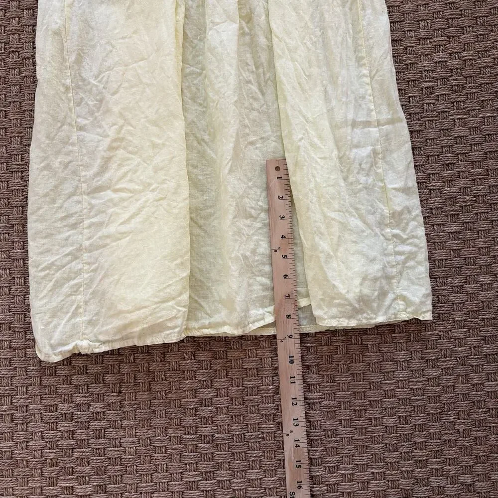 Laura Bianchi Women’s Yellow 100% Linen Sun Dress Made In Italy Size Large